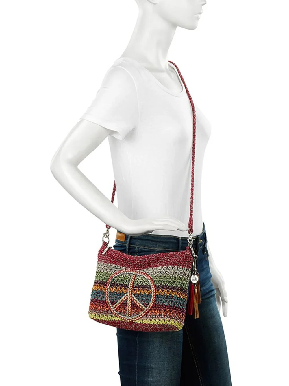 The Sak Peace Sign Crossbody Crochet Bag Purse NEW - Picture 7 of 7